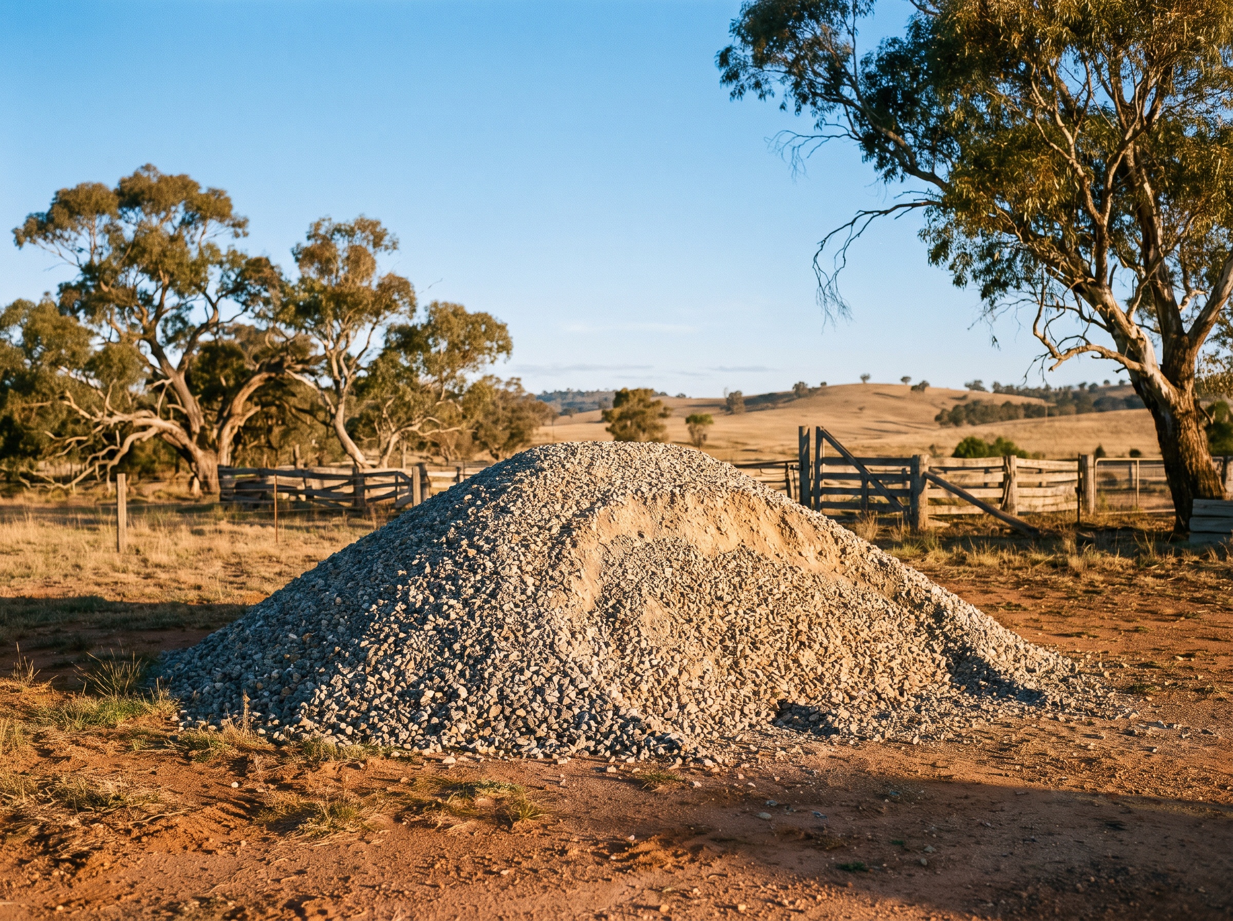 A pile of crushed gravel aggregate
