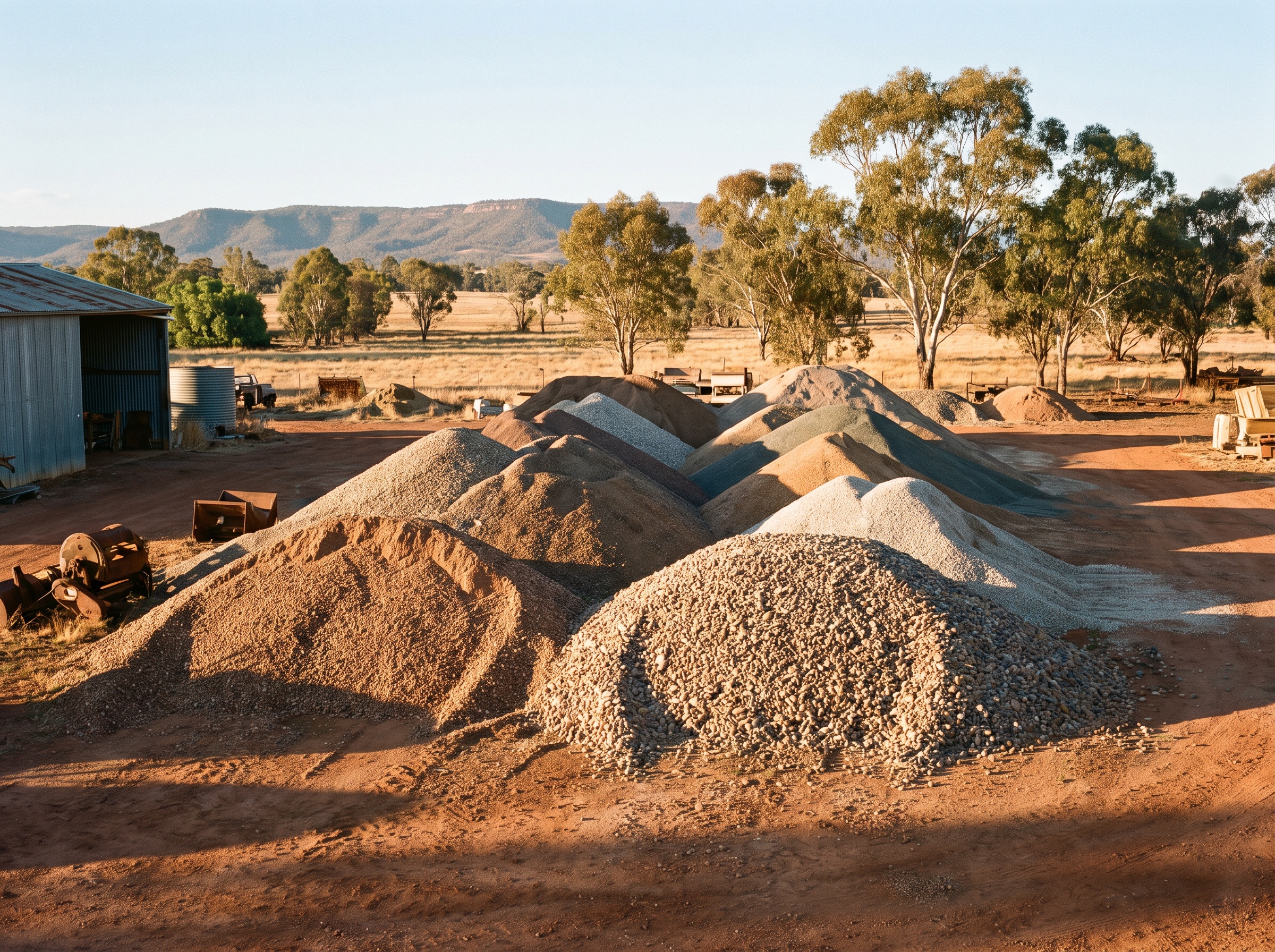 A stockpile of gravel and decorative pebbles