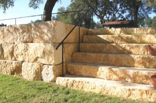 Sandstone garden steps built with landscaping stone