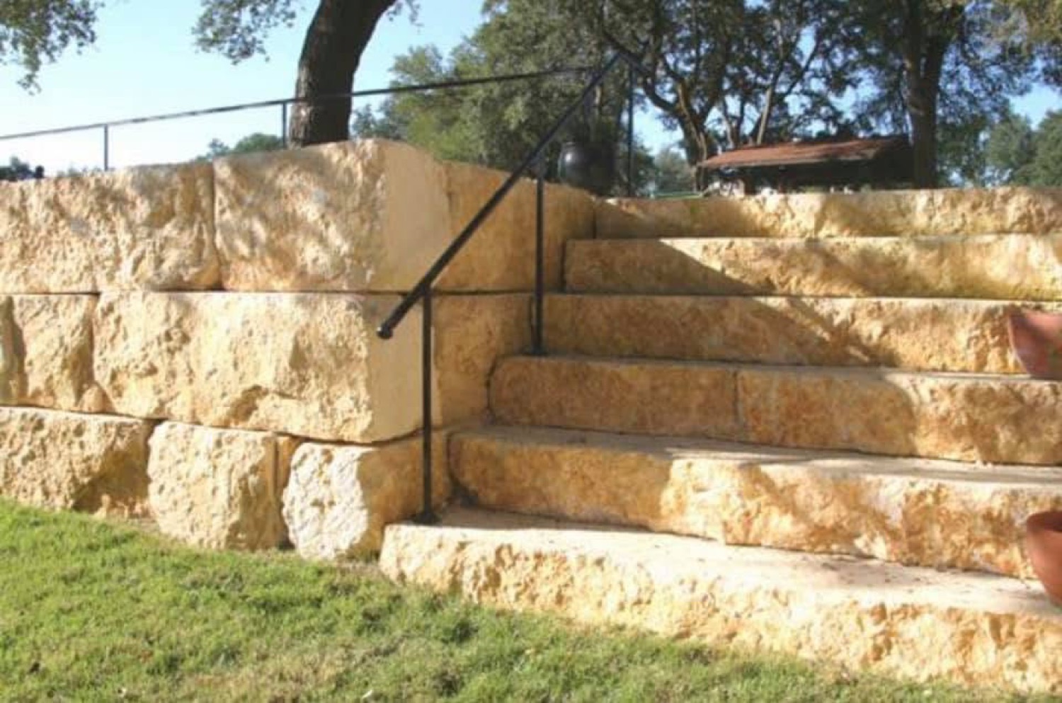 Sandstone garden steps built with landscaping stone